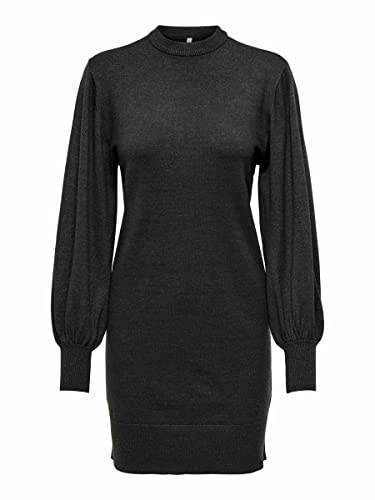 ONLY Damen Onllabelle Life L/S Dress KNT Noos 15210835,Dark Grey Melange,XS