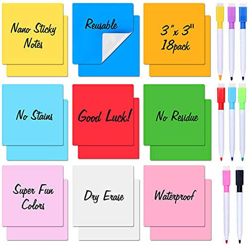 Zayvor 18 Notizzettel Aus Bunte Haftnotizen Sticky Notes Farbige Wiederverwendbare Whiteboard Aufkleber Büchern Entfernbar Beschriften,8 Abwischbarer Stift Whiteboard-Marker