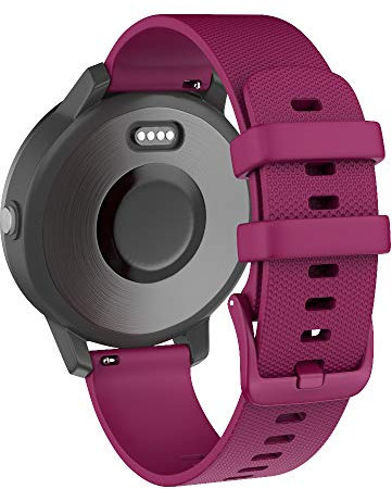 OVERSTEP pour Vivoactive 3 Bracelet de montre 20 mm Bandes en silicone souple pour Garmin Vivoactive 3 Music/Venu/Vivomove 3/Luxe/Style/HR/Forerunner 245/645 Music/Samsung Galaxy Watch 42 mm