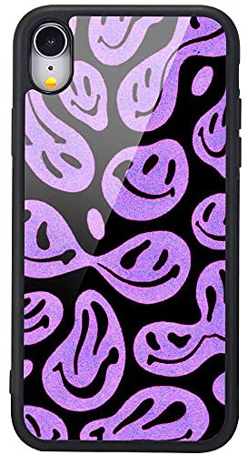 MAYCARI Purple Smile Printed Cases for iPhone X/Xs,Cute Soft TPU Hard Back Shatter-Resistant Shockproof Anti-Fall Protective Girly Abstract Painting Art Cover Case for iPhone X/Xs