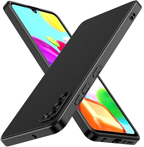 ivoler Silikon Hülle für Samsung Galaxy A41 mit Kameraschutz, Ultra Dünne Weiche Stoßfest Schutzhülle Flexible TPU Matte Schwarz Handyhülle Kratzfest Case Cover