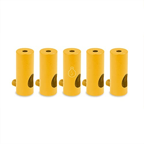 AMARCORDS - 5 Aluminium Deckenpins vertikale Dezentralisatoren und Kabelschellen mit sichtbarer Kabelverstellung Für vertikale Drop-Down-Lampen und -Abhängungen. Farbe SENF