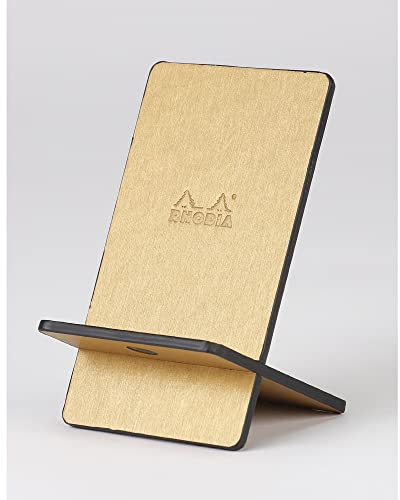Rhodia 194402C - Handyständer Rhodiarama, elegant aus italienischem Kunstleder, 13x8x8,5 cm, Gold, 1 Stück