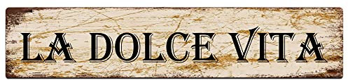 KILSPU La Dolce Vita Schild Vintage Metallschild Retro Metallschild Bar Pub Poster Wandkunst Dekor Blechschild 10 x 40 cm