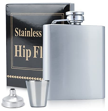 Flachmann Set, Edelstahl Flachmann und Trichter Set Flachmann mit Trinkbecher von Alkohol, Whisky Hip Flask für Wandern Klettern Picknick