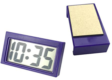 Huamengyuan Mini Auto Uhr,Elektronische Auto Uhr Selbstklebende Autouhr Auto Armaturenbrett Digitaluhr mit Schutzhülle Auto LCD Digitalanzeige Elektronische Uhr für Auto, Boot, Suv,Truck,Motorrad