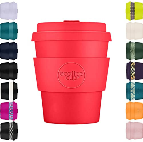 Ecoffee Cup 8oz 240ml Reusable Eco-Friendly 100% Plant Based Coffee Cup with Silicone Lid & Sleeve - Melamine Free & Biodegradable Dishwasher/Microwave Safe Travel Mug, Meridian gate