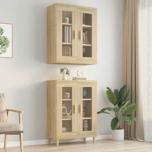 ZEYUAN Hängeschrank, Wandschrank Wohnzimmer, Aufsatzschrank, Sonoma-Eiche 69,5x34x90 cm - 812279