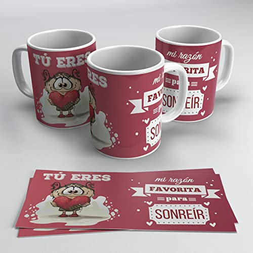 newseny Taza para Enamorado con Frases San Valentin - (tazas amor, enamorados, san valentin - 320ml) (mi razon)