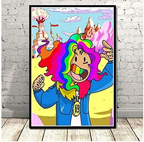 Poster Tekashi69 6Ix9Ine Rapper Musik Sänger Star Poster Leinwand Malerei Kunst Wandbilder Home Decor 50X70Cm Kein Rahmen