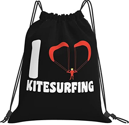 934 Herren Damen Kordelzugbeutel Rucksack Ich Liebe Kitesurfen Sportrucksack Verstellbarem Kordelzug Rucksack Wasserdichte Turnbeutel Für Yoga Strand Schule