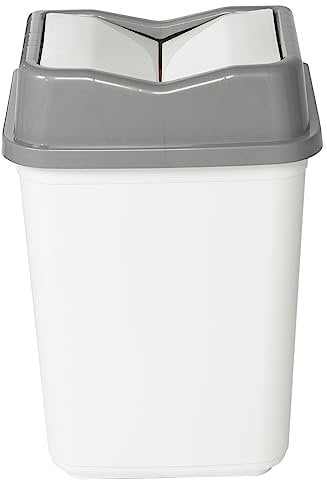 URBNLIVING 10L/20L/30L/50L Plastic Waste Management Recycling Bin Trash Can Dustbin with Butterfly Lid for Office, Kitchen and Bathroom (20L Grey/White)