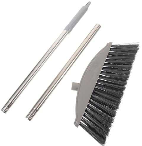 Veemoon Outdoor Indoor Broom Long Handle Angle Broom Heavy Duty Broom Upright Broom Commercial Broom for Courtyard Lobby Lawn Concrete Dark Grey