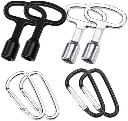 DGHOME 4Pcs Metal Triangle Key with 4Pcs Keychain, Meter Box Key, Gas Meter Box Key, Triangular Spanner Key for Gas Water Electric Meter Box Cabinet Elevator Door