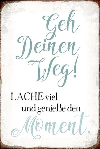 mrdeco Holz Schild 12x18cm geh deinen Weg genieße Moment Holzschild