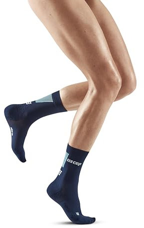 CEP - ULTRALIGHT Kompressionsstrümpfe Damen Mid Cut blau/hellblau, Gr. S, Laufsocken mit leichter Kompression, Stabilisierende anti Blasen Kniestrümpfe, Atmungsaktive Sportsocken
