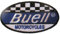 hotrodspirit - Aufnäher Buell Motorrad oval blau kariert schwarz weiß 10 x 5,5 cm Aufnäher zum Aufbügeln