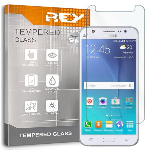 REY 2X Protector de Pantalla para Samsung Galaxy J5 2016, Cristal Vidrio Templado Premium