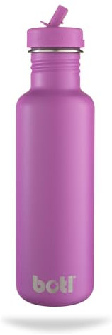 BOTL – Tough Canteen Water Bottle with Leakproof Straw Lid, Stainless Steel, Non-Insulated, Eco Bottle, Sports Water Bottle, 800ml, Magenta