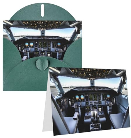 Grußkarten mit Flugzeug-Cockpit-Druck, Dankeskarten, blanko, Notizkarten mit Umschlägen, Geburtstagskarten für alle Anlässe