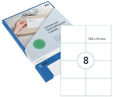 Rillprint Vielzweck Etiketten Selbstklebend - Transparent Matt - 200 Stück – 105 x 74 mm - 8 Klebeetiketten pro A4-Blatt - Bedruckbar & Abziehbar - Universal Adressaufkleber - 25 Blatt