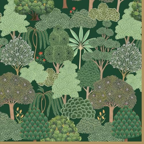 20 Papierservietten mit Blumenmuster, grüne Bäume im dichten Wald, Papierservietten mit Motiv für Decoupage und Decoupage, 33 x 33 cm