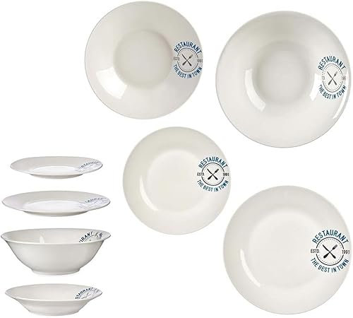 Juego de Vajilla Completa de 13 piezas de ceramica, Vajilla completa moderna de para 4 personas Platos llanos, Platos hondos, Platos postre