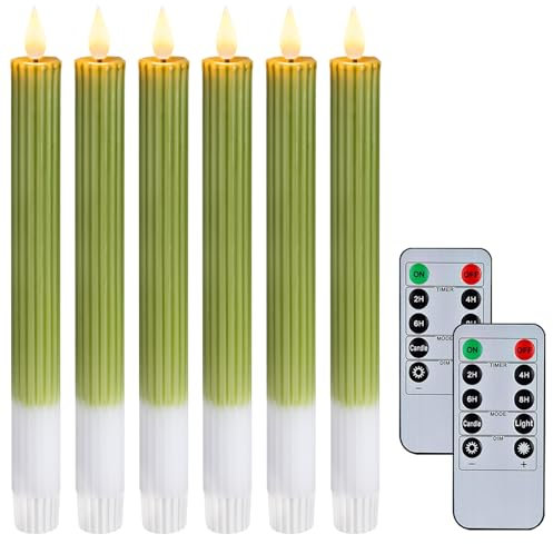 Homemory Led Stabkerzen mit 3D-Docht, Echtwachs-Wabenform, Timer-Fernbedienung Batterie-elektrische Kerzen, Weihnachts-Halloween-Dekoration, 6 Stück 24x2.2cm Warmes Gelb Flammenlose Kerzen