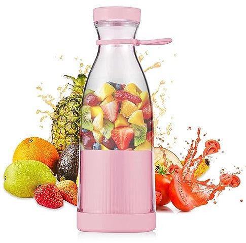 Personal Size 12.8 oz Blender for Smoothies, USB charging, Rechargeable Mixers Fresh Fruit Juicers, Bottle Shape Mini Electric Blender for Office,Sports,Outing,Travel