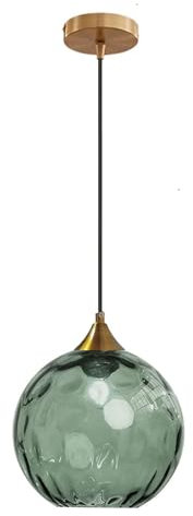 Tropibed Bunt Glaskugel Pendelleuchte, 20cm Wasser-Muster Glas Lampenschirm, Lampenfassung E27 Glas Hängeleuchte Für Küche Schlafzimmer Wohnzimmer Kronleuchter (Grün)