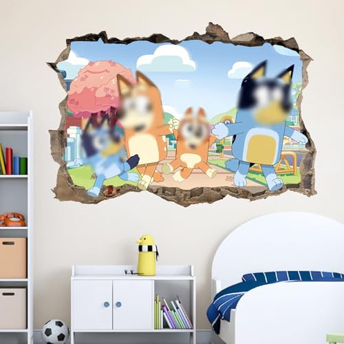 Blue Dog Wandaufkleber Aufkleber, Kinderzimmer Wandsticker Wohnzimmer Küche dekorative Wandaufkleber Cartoon Wandtattoo Kinderzimmer Babyzimmer Hause Wanddekoration