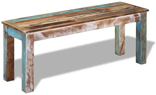 Somanki Banco, Banco Recibidor, Banco Comedor, Bancos para Cocina, Mueble Camper, Banco Vestuario, de Madera Maciza reciclada 110x35x45 cm