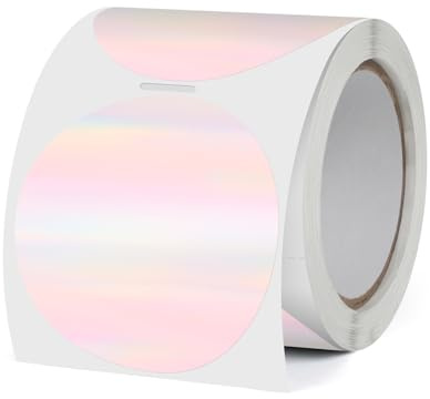 FINDAT Regenbogen-Effekt Thermoetiketten Rund 50 mm 300 Stück | Für Büro, Schule, Logo & Geschenke. Holografisch, Selbstklebend, Vinyl, Wasserdicht Aufkleber