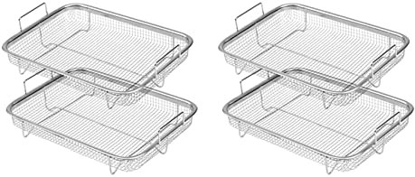 Fegtrtyoa 4X Air Fryer Basket for Oven, Stainless Steel Grill Basket, Non-Stick Mesh Basket, Air Fryer Tray Wire Rack Basket