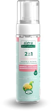 Aleva Naturals 2in1 Baby Shampoo & Duschgel – 100 % natürliche Inhaltsstoffe – Sanfte Reinigung bei empfindlicher Haut & Milchschorf – Mit Kamille & Teebaumöl – Ab Geburt – Made in Canada