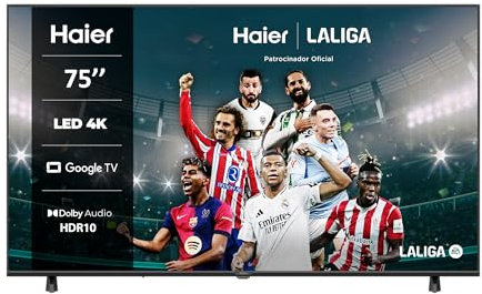 Haier Direct LED 4K UHD H75K85FUX 75 Pulgadas, Smart TV, Google TV, Dolby Audio, HDR 10, Smart Remote Control, Google Assistant, Bluetooth 5.1, DBX TV, HDMI 2.1 x 4, Sin Marcos, 2025