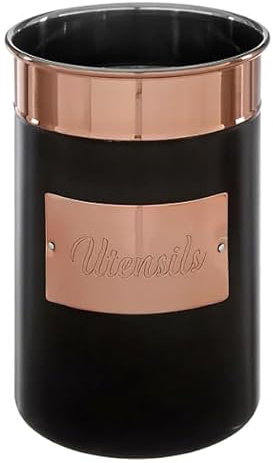 Maria`s Selection Black Stainless Steel with Copper Kitchen Utensil Storage Holder, kitchen Utensil Holder Black