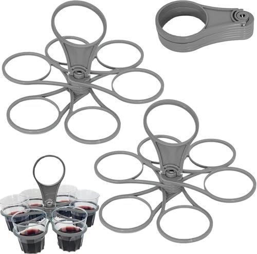 2 Pack Foldable Cup Carrier - Grey Portable Drinks Holder for 6 Cups - Reusable Drinks Carrier Tray for Holidays, Sports & Outdoors - Compact & Spill-Proof Design