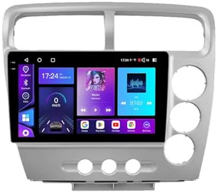 9 Android 15 Pantalla Táctil Radio 2 DIN Coche Pantalla para Honda Civic (EP3) 2000-2005 con Enlace Espejo/GPS/FM/BT/Ventilador de refrigeración/Reproductor Multimedia(2+32G)