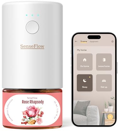 SenseFlow Aroma Diffuser für Ätherische Öle Smart WiFi SF101S Pro, Wasserloser Ultraschall Duftstecker Raumduft, 100% pflanzlich Lufterfrischer, 120 Tage Aroma für Zuhause bis zu 100m² - Rose Rhapsody