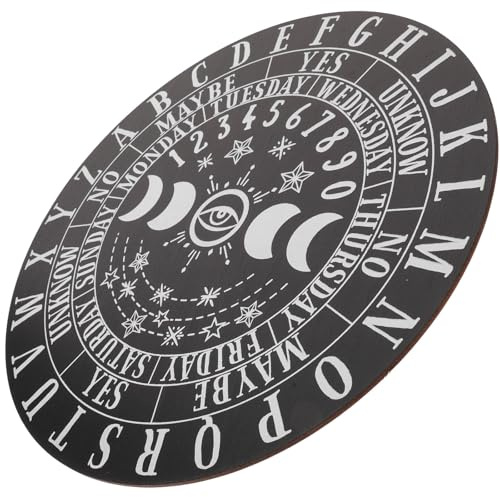 Milisten Planche de Divination en Bois de Pin Massif Noir 25 Cm, Accessoire de Radiesthésie Décoratif Motifs Gravés pour Contemplation et Usage Ésotérique, Tableau Pendulaire pour Salon