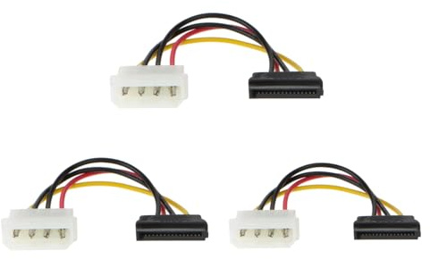 JZK 3 Stück 15 cm Molex-auf-SATA-Stromkabel, SATA-auf-4-Pin-Molex-Anschlussadapter für 4-Pin-Festplatten und SSD