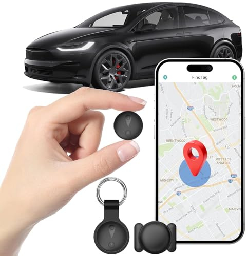 Traceur GPS Voiture, Tracker GPS Voiture Magnétique, Traceur Enfant Caché, Traceur sans Abonnement, APP Find Tag, Compatible avec iOS et Android, Adapté aux Véhicules, Animaux et Bagages - Noir