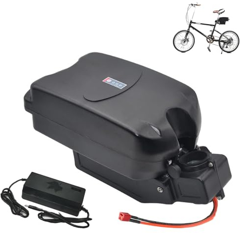 HJGHY Batteria al Litio per Bici elettrica da 36 V 48 V 8 Ah 10 Ah 12 Ah 15 Ah 18 Ah 20 Ah, Batteria per reggisella a Forma di Rana da 36 Volt 48 Volt con Caricabatterie.
