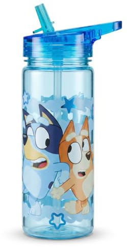 Bluey Kids Water Bottle 580ml with Carry Handle – BPA-Free Reusable Drink Bottle for School & Travel – Leak Resistant Flip Top (Blue)