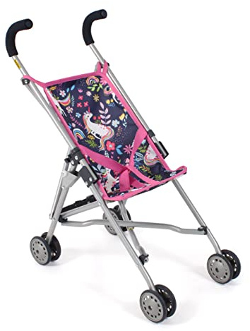 Bayer Chic 2000 - Puppenbuggy Roma, Puppenwagen, Mini-Buggy, Einhorn | Leichter & wendiger Puppenbuggy für Puppen bis 50 cm. Einhorn-Design, Soft-Griffe, klappbar. Schieberhöhe 57 cm.