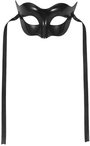 Artibetter Masque de Bal Masqué Demi-visage pour Hommes en Plastique Noir Léger et Confortable, pour Fêtes, Carnavals et Performances Scène