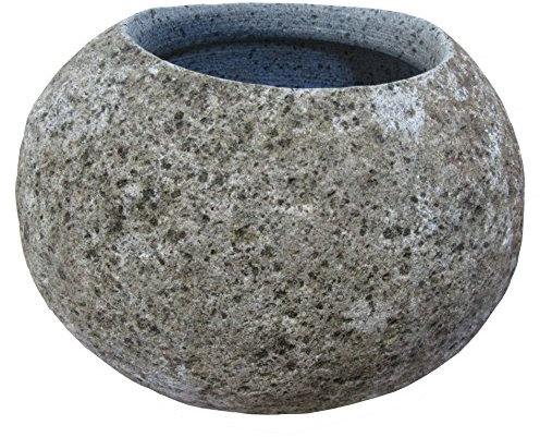 STONE art & more Pot pour Plante Rond, 20-25 cm, Pierre Naturelle, Pierre de rivière, résistant au Gel (L)