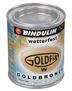 Goldlack Hochglänzende Bronce Goldfarbe Wetterfest, deckend für aussen & innen inkl. Pinsel von E-Com24 zum Auftragen (125 ml)
