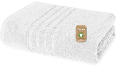 Lavea® Duschtuch 70x140 cm – Weiß | 100% Baumwolle – Weiches Frottee Duschtuch, Duschhandtuch Set für Badezimmer, Sport & Wellness, Frottierserie Bali